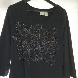 Chico's Zenergy Black Embellished Top